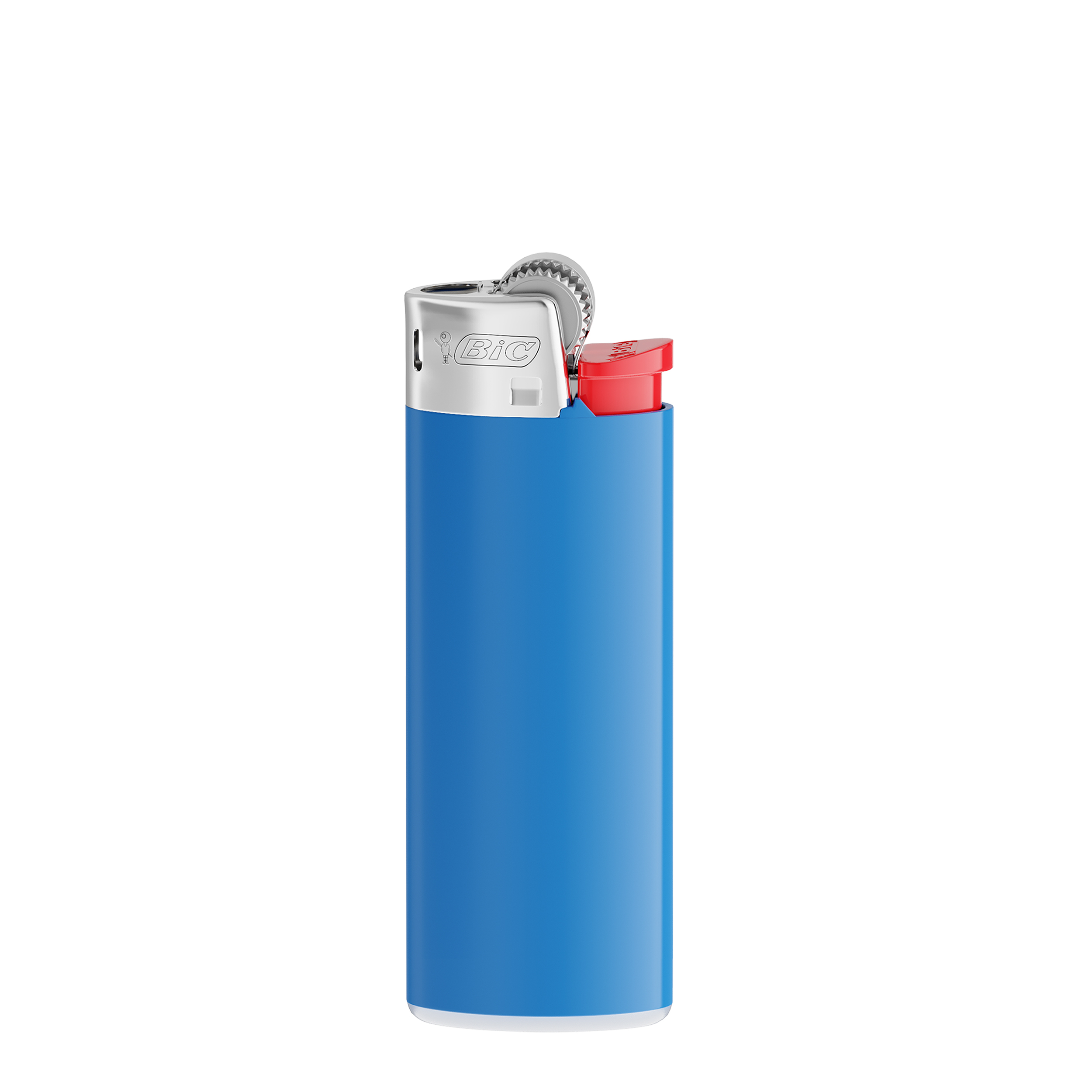 Briquet personnalisé BIC® J25 Standard Briquet bleu + Bas blanc + Bouton rouge